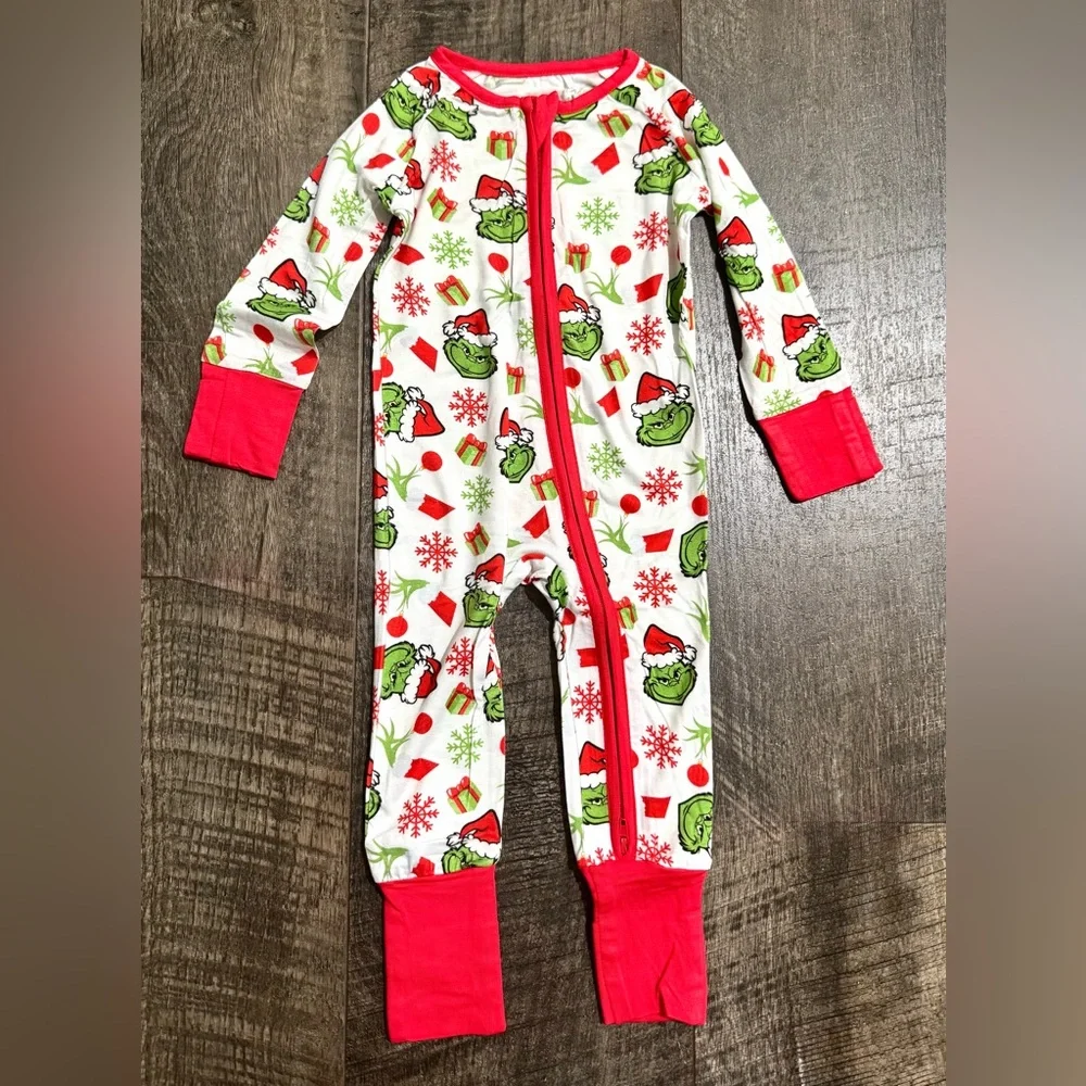 Bamboo Baby Sleepie Zippy Green Grinch Christmas Print 12-18 m